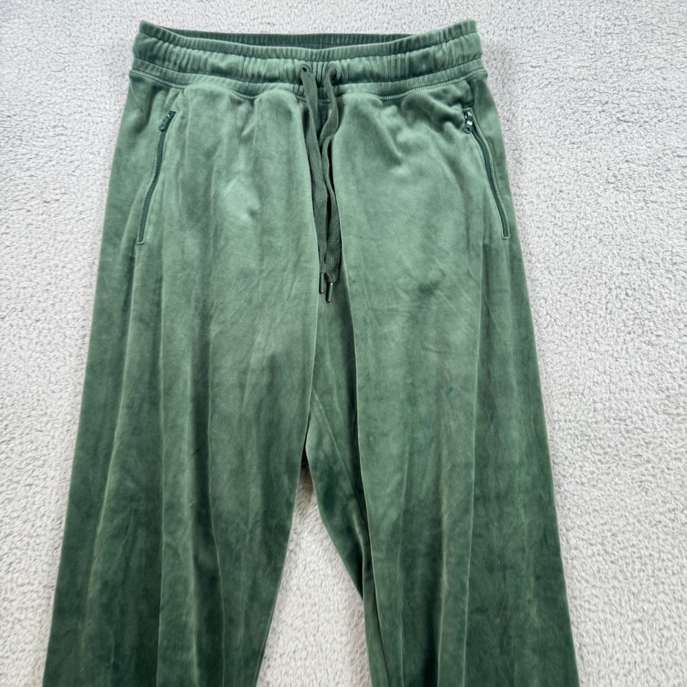 Aerie Offline Velour Jogger Pants Green Womens M Waist Drawstring Zip Pockets - Picture 2 of 9